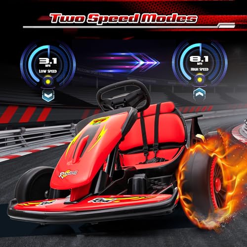 24V Electric Go Kart for Kids, 400W Drift Cart with EVA Tires, Red Y5542