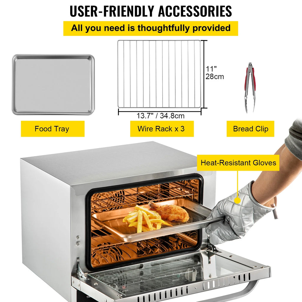 Commercial Convection Oven 21L Countertop Electric Baking Oven with Front Glass Door H6286