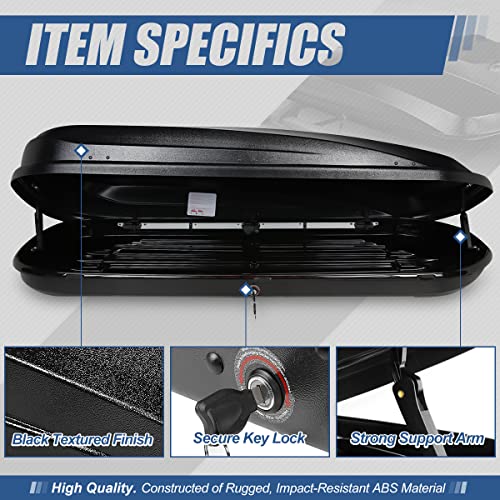Auto Dynasty Hard Shell Roof Top Car Storage Cargo Carrier, Glossy Black L344