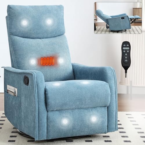 Massage Chair Recliner with Heat, Swivel Rocking, High Back Fabric Black V2333