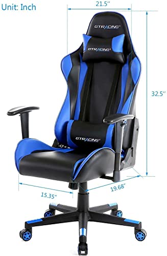 GTRACING Gaming Chair with Footrest, Blue R841
