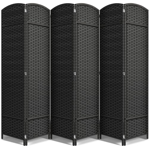 Sorbus 8-Panel Black Room Divider, 6 ft Tall Folding Privacy Screen T242