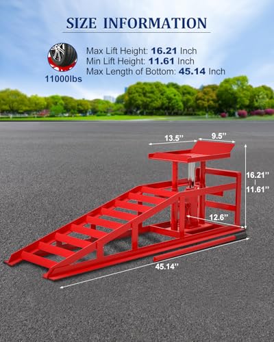 Hydraulic Car Ramps, 4-Position Adjustment, 5T Capacity, Low Profile I6327