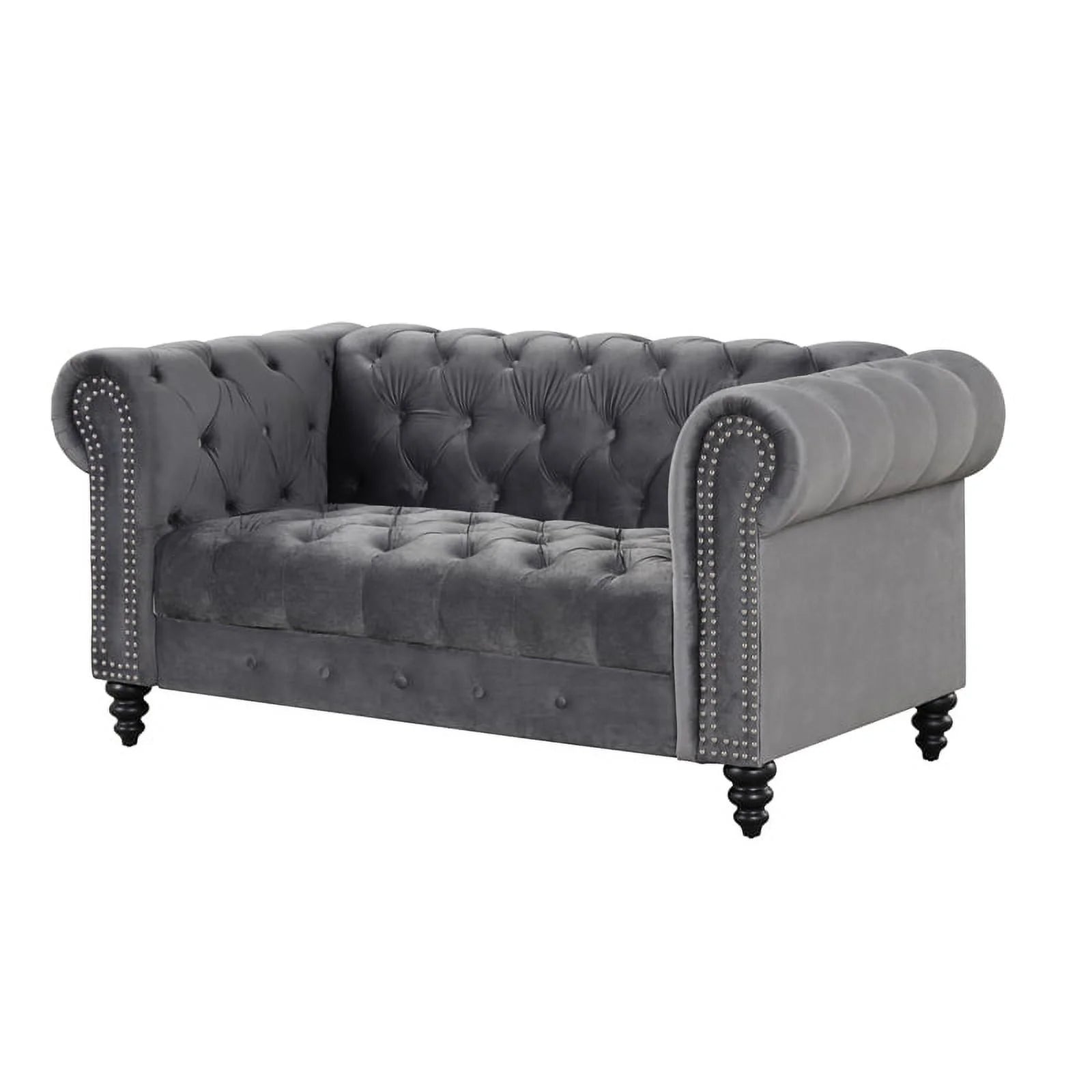 RN Furnishings Chesterfield 68" Button Tufted Velvet Loveseat Gray D6608