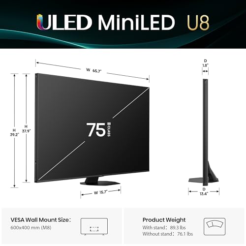 Hisense 55" Class U8 Mini-LED ULED 4K UHD Google Smart TV (55U8QG, 2025 Model) S214