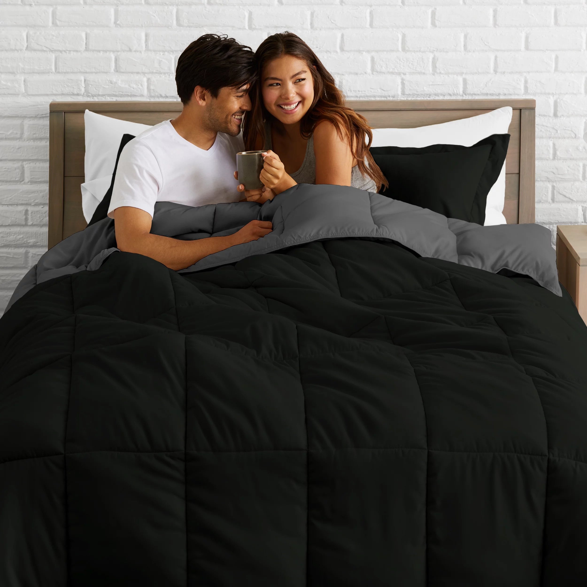 Bare Home 1800 Collection Plush Comforter King, Reversible Washable L8346