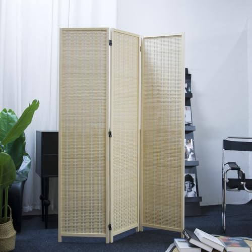 Bamboo Room Divider 6 Panel Folding Screen 67"H x 92.1"W X2437