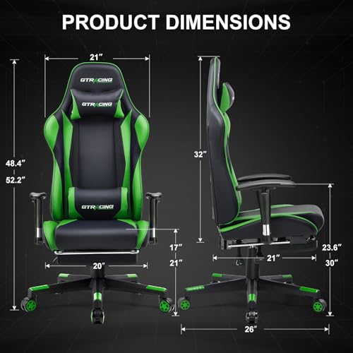 GTRACING Gaming Chair with Footrest, Blue R841
