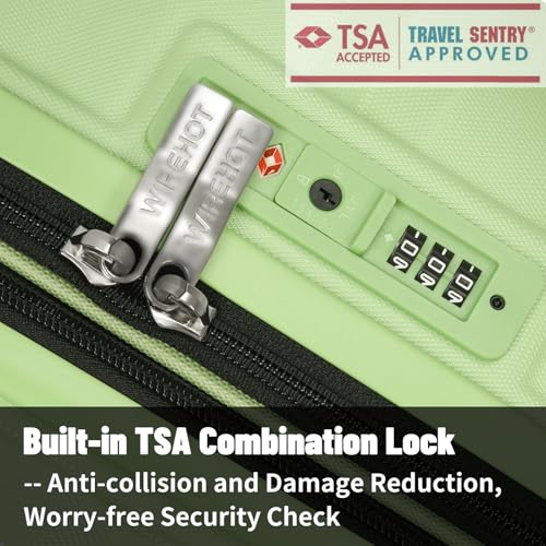 Lightweight 3-Piece Hardshell Luggage Set with Spinner Wheels & TSA Lock, Light Avocado Green B502471