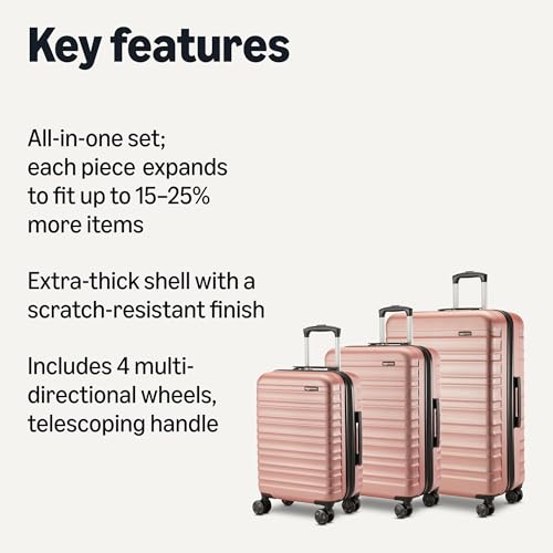 Amazon Basics 21" Hardside Carry-On Luggage with Wheels, Expandable, Black L489