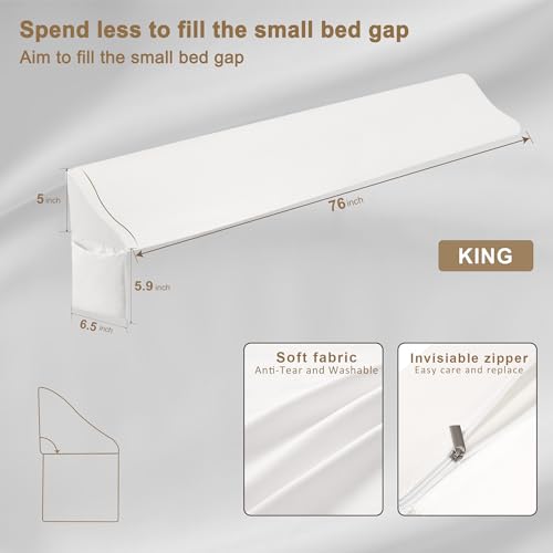 Vekkia King Bed Wedge Pillow for Headboard Mattress Gap Filler, Blue 76"x10"x6" C139495