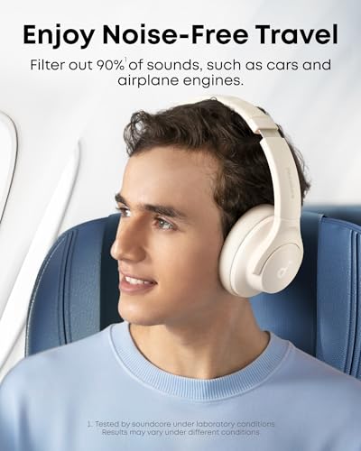 Soundcore by Anker Q20i Hybrid Active Noise Cancelling Headphones, Wireless Over-Ear Bluetooth, White S574