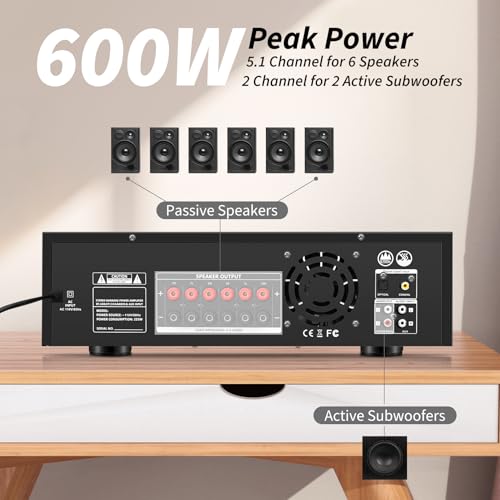 AV-735A 600W 5.1 Channel Home Theater Stereo Receiver with Bluetooth E89635