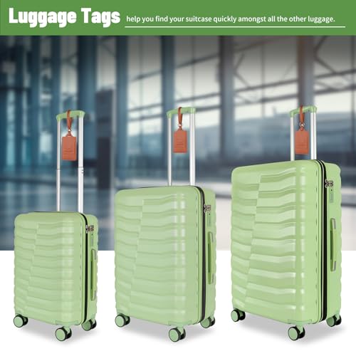 Lightweight 3-Piece Hardshell Luggage Set with Spinner Wheels & TSA Lock, Light Avocado Green B502471