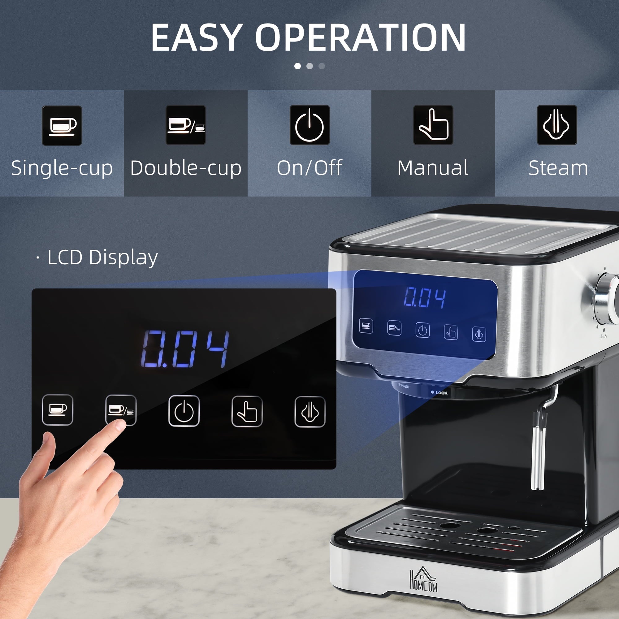 Espresso Coffee Maker Machine 15-Bar with Milk Frother A90121