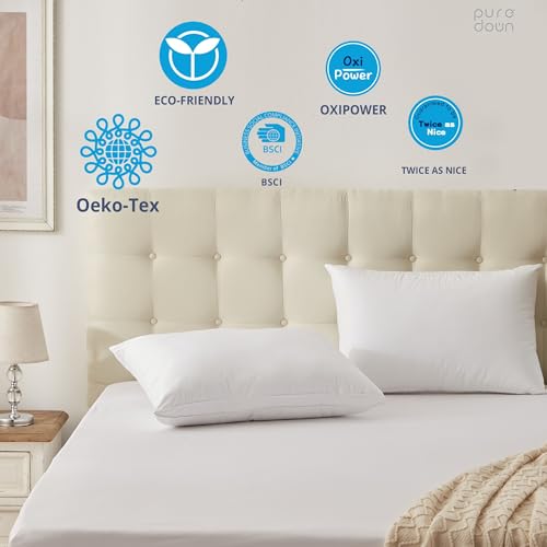 puredown® Goose Feathers and Down White Pillows King Size Set of 2 G471477