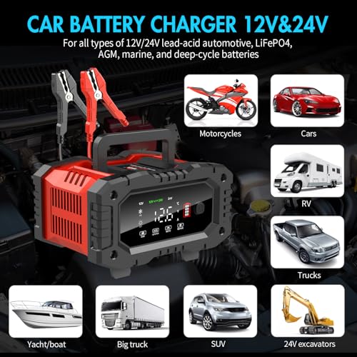 YONHAN Battery Charger 20A 12V/24V LiFePO4 Lead Acid Automatic Maintainer U76826