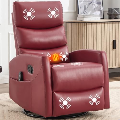 Massage Chair Recliner with Heat, Swivel Rocking, High Back Fabric Black V2333