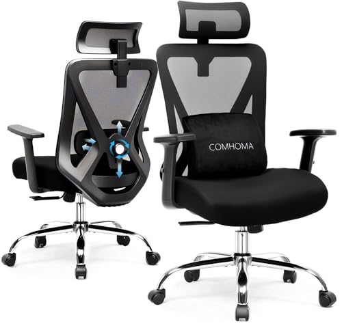 COMHOMA Ergonomic Big and Tall Gaming Chair 350 LBS with Lumbar Support, Black O381