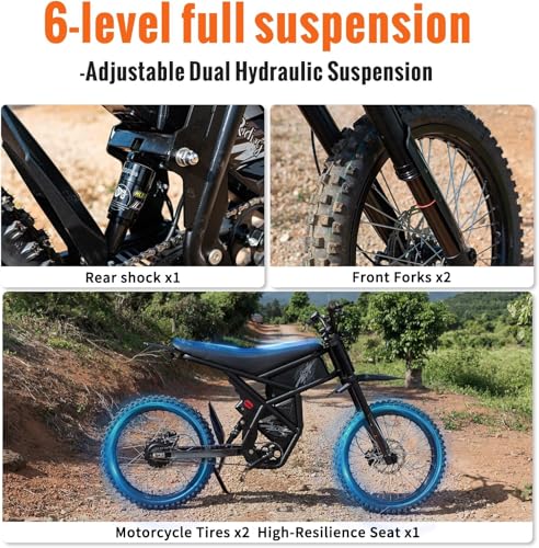 GT73 PRO Electric Dirt Bike for Adults, 60V 3000W, 85 Miles Range S333
