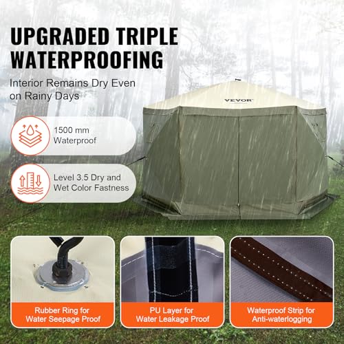 VEVOR Pop Up Gazebo Screen Tent 10x10ft with Mosquito Netting B21209