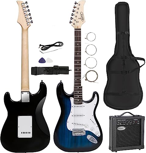 ZENY 39" Full Size Electric Guitar with Amp, Case and Accessories Pack, Blue V510838