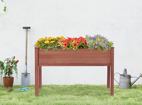 Raised Garden Bed with Legs 40x20x31 Outdoor Wood Planter Box N314255