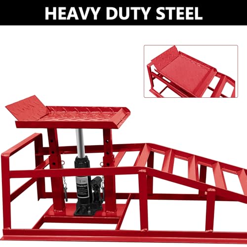 Hydraulic Car Ramps 2 Pcs 11000lbs with Support Jack J180