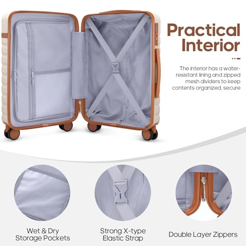 Luggage Sets 3 Piece, Carry On 20 Inch Hardside Suitcase with Spinner Wheels and TSA Lock J67858