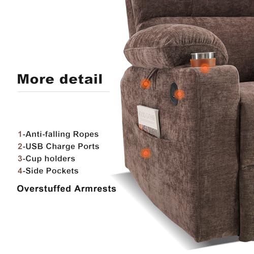 Power Lift Recliner Chair with Heat and Massage for Elderly, Coffee J9646