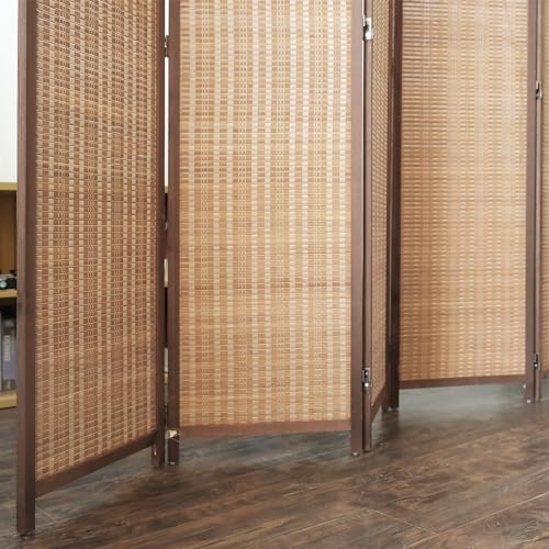 Bamboo Room Divider 6 Panel Folding Screen 67"H x 92.1"W X2437