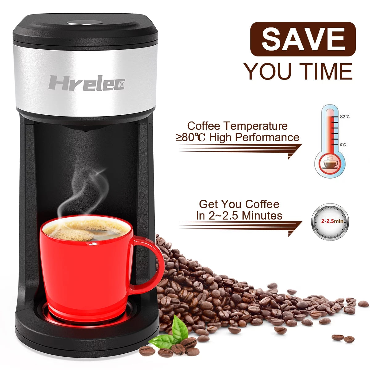 2-Way Single Serve Coffee Maker for Capsule & Ground Coffee, Mini with Self-Cleaning A141