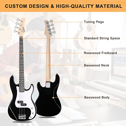 GLARRY Full Size Electric Bass Guitar Beginner Kit 4 String with Amp and Accessories S4156