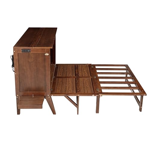 Queen Murphy Bed with Desk and Removable Shelves, USB Port, White H566492