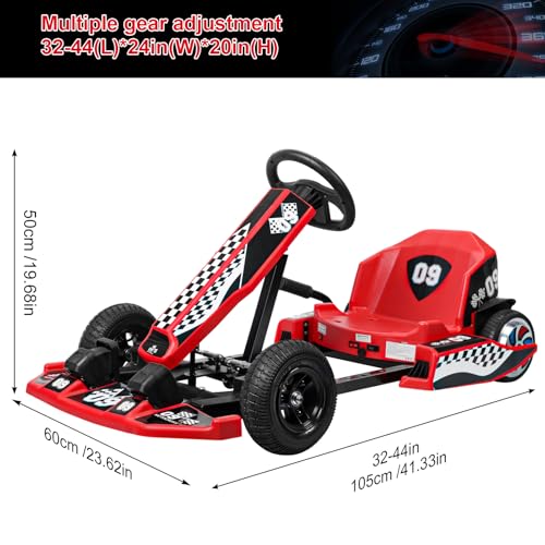 36V Electric Go Kart for Kids & Adults, 350W Drift Cart, Red C498