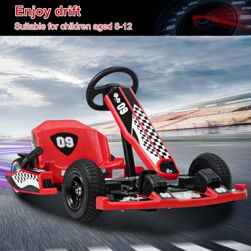 36V Electric Go Kart for Kids & Adults, 350W Drift Cart, Red C498