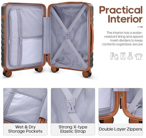 Luggage Sets 3 Piece, Carry On 20 Inch Hardside Suitcase with Spinner Wheels and TSA Lock J67858