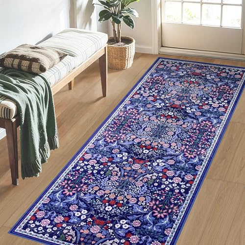 8x10 Floral Washable Area Rug for Living Room, Vintage Soft Non-Slip Carpet Z978379