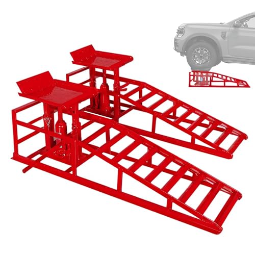 2 Pack Hydraulic Car Ramps 11050LBS High Lift 9"-14.2" Heavy Duty Steel M6524
