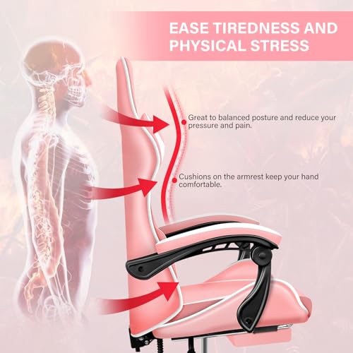 Gaming Chair with Footrest, Lumbar Support, Red/Black M9231