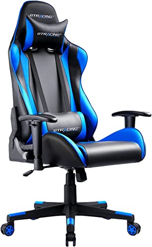 GTRACING Gaming Chair with Footrest, Blue R841