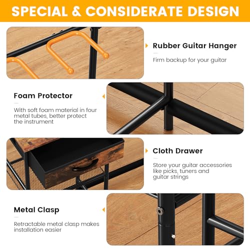 3-Tier Guitar Stand with 4 Holders and Amp Stand N407