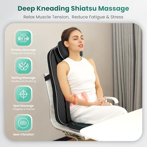 Snailax Shiatsu Massage Cushion with Heat for Home Office I743