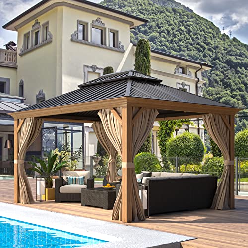 EROMMY 14'x20' Hardtop Gazebo Double Roof Galvanized Steel Outdoor Pavilion G3084