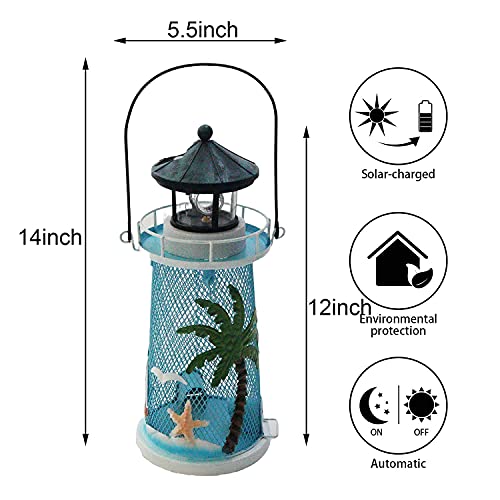 Solar Bird Feeder Lighthouse with Rotating LED Light, Blue G1024