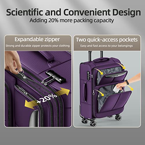 SHOWKOO Luggage Sets 3 Piece Softside Expandable Suitcase with Spinner Wheels TSA Lock K987