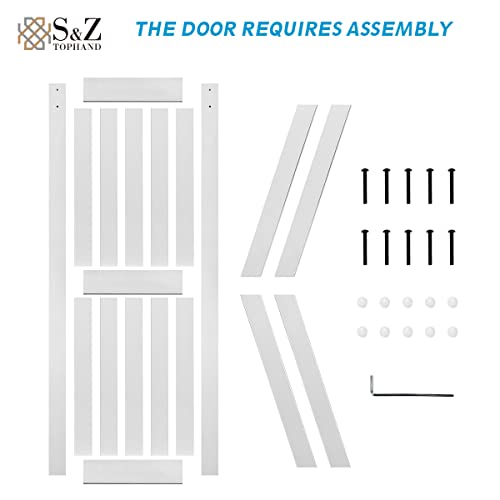S&Z TOPHAND® 20 in x 84 in Elephant Gray British Brace Knotty Barn Door with 4FT Sliding Hardware Kit G149446