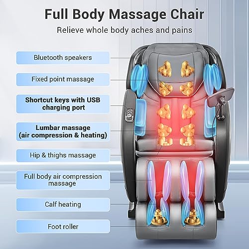 Full Body Zero Gravity Shiatsu Massage Chair with Heat and Foot Massage Q658
