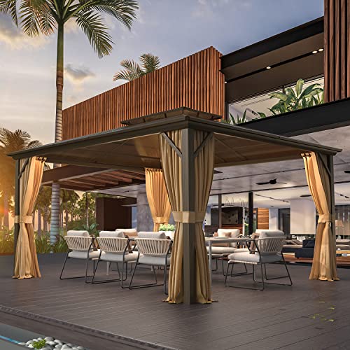 EROMMY 10' x 12' Hardtop Gazebo with Aluminum Frame and Double Roof Q573