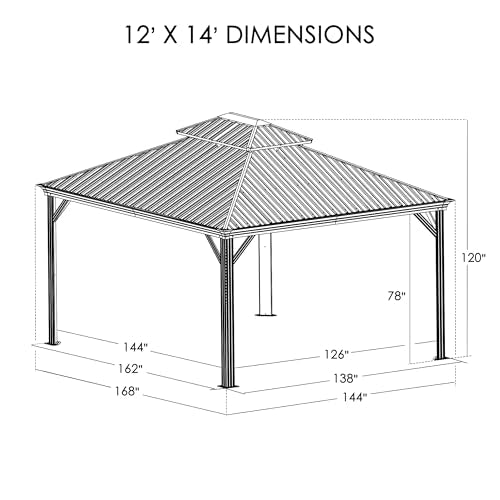 Kozyard Apollo 10'x12' Hardtop Gazebo with Galvanized Steel Double Roof Z2956